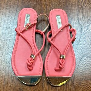 INC International Concepts Moriah Knotted Flat Coral Sandals 7.5M